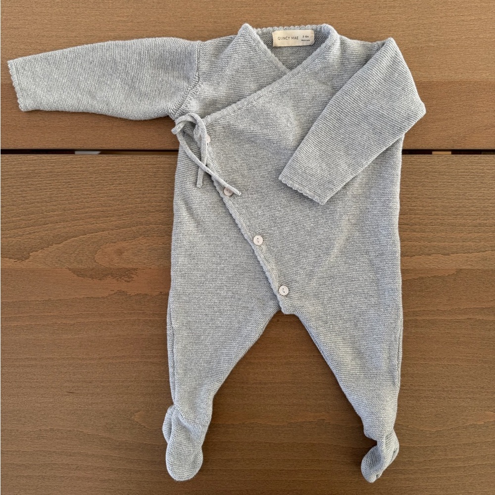 Quincy Mae Knitted Blue Gray One Piece Kimono